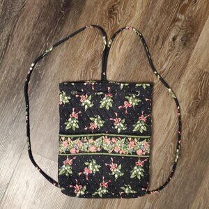 Vera Bradley drawstring backpack type bag purse, Black/Pink floral. Ex Con!